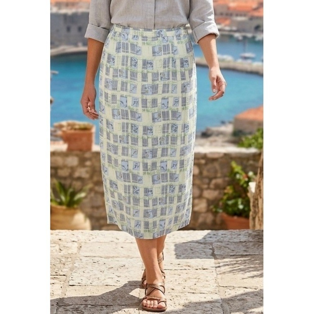 ADINI Floral Midi Skirt Women's‎ 3X Vacation Summer Cottagecore Boho Viscose NWT